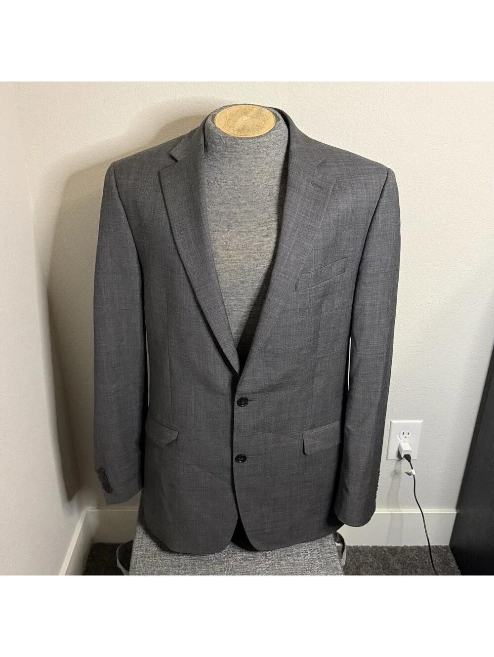 Lauren Ralph Lauren Mens 42 XL Gray 100% Wool Blazer Sport Coat Two Button